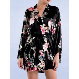In Bloom Romance Collection Romance‎ Lace-Trim Floral Wrapper Robe - Extra Large